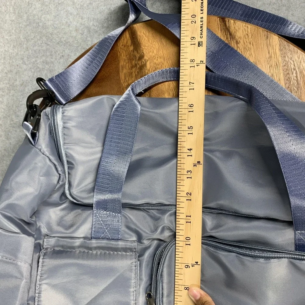 ZUOMANNI Nylon‎ Duffel Bag Gray Gym Travel Weekender Shoulder Strap Shoe Pocket